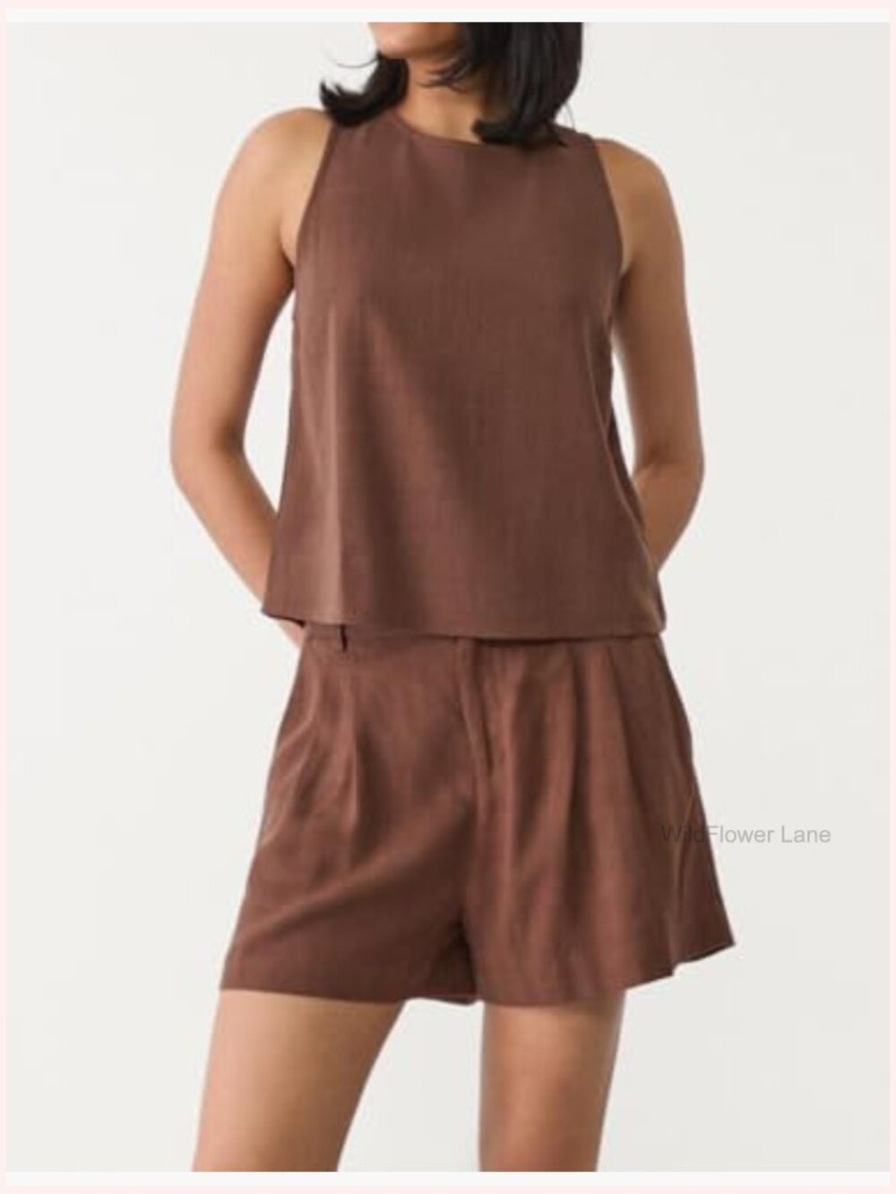 Womens Linen Tank Top Sleeveless Casual Summer Beach Top - Picture 3 of 6